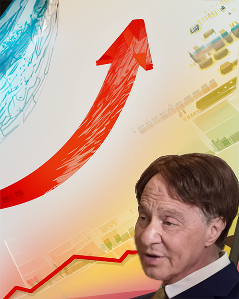 Kurzweil image from Lex Fridman YouTube video and Photoshop AI feature to show exponential curve of AI improvement, which he predicted and is coming true.