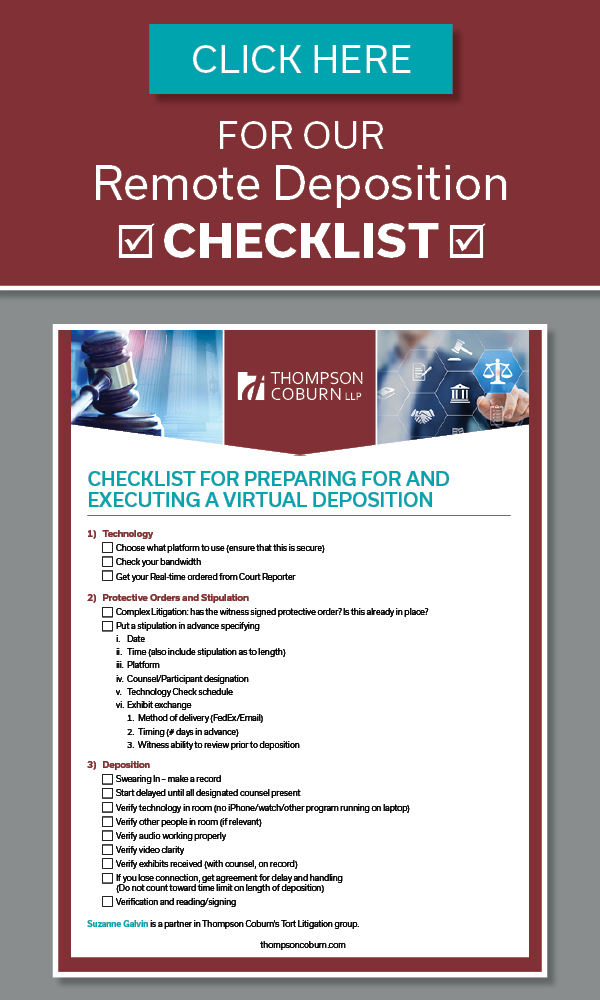 Deposition Checklist.pdf Are you ready for remote depositions? Adjusting to the new normal of ...