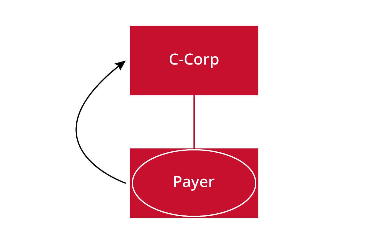 Figure 2: An example of a disregarded payment arrangement, with a Canadian ULC as the hybrid entity making a payment to a US-based shareholder.