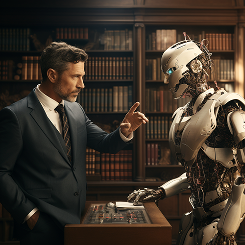 Attorney instructing an android