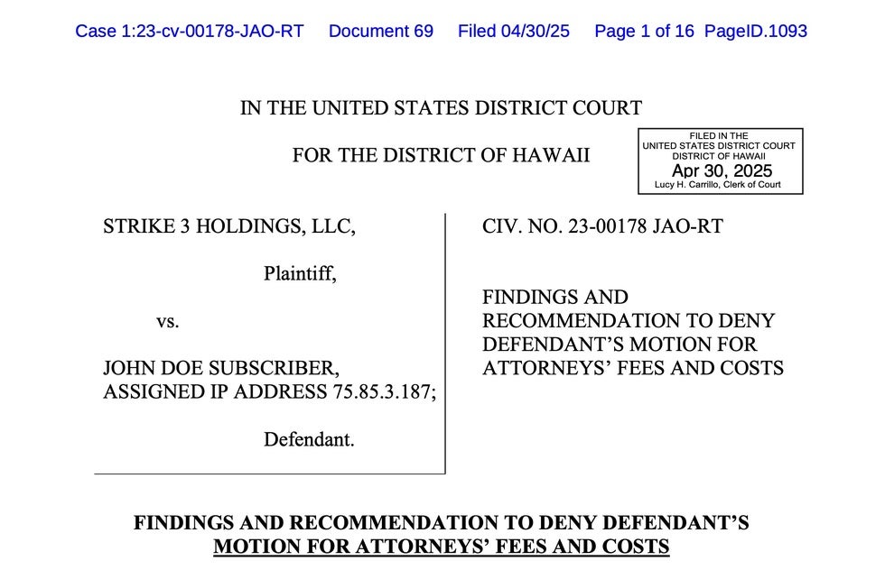 Strike 3 holdings defense insights