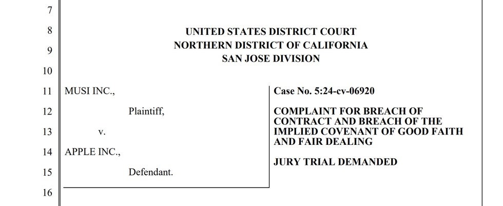 Musi vs Apple for alleged illegal takedown