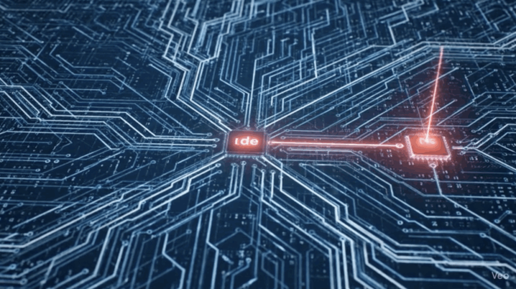 circuit, traffic like diagram, with a TDE component lit up and linking to another larger component (looks like a chip or memory)