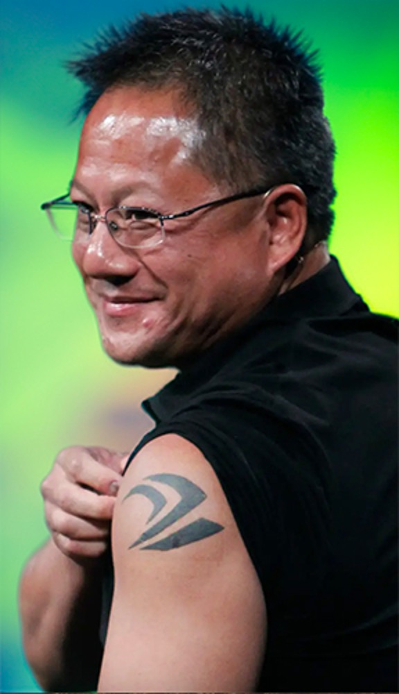 Picture of Jensen with Nvidia tatoo on arm