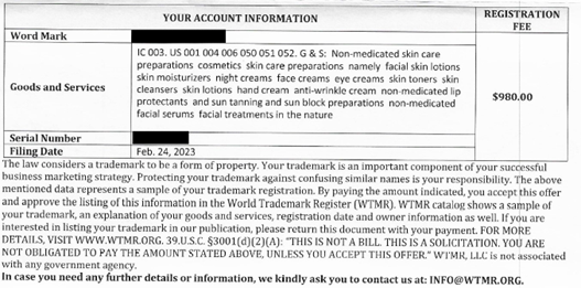 Example: request for payment