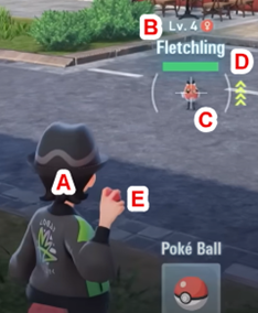 Pokemon Z-A: a character holds a Poke Ball to throw at a Pokemon.