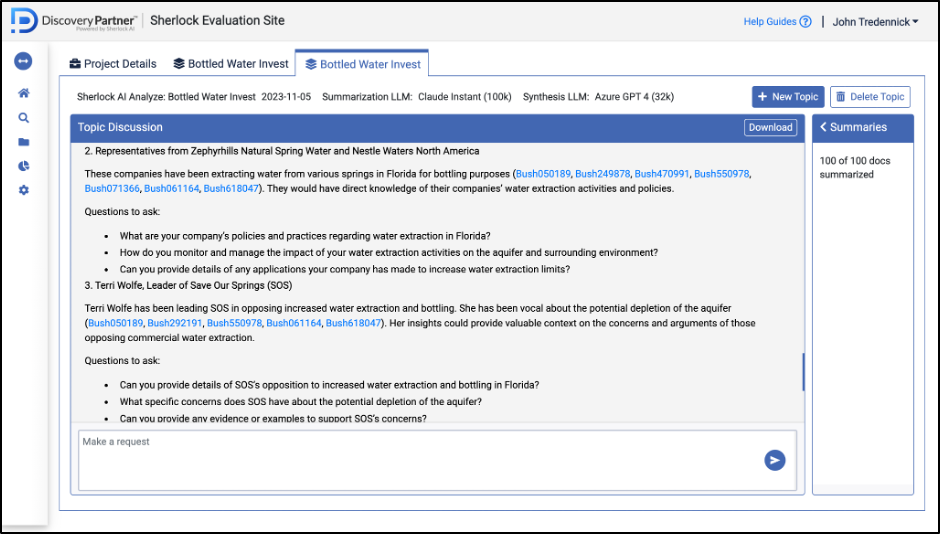 Screenshot of Discovery Partner output, more suggestions