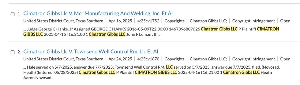 Gibbscam software piracy lawsuits Texas