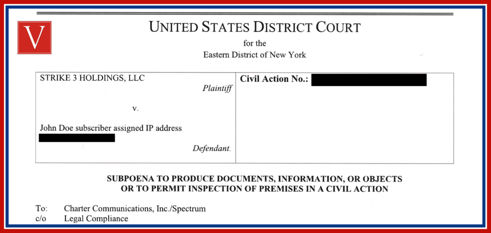Strike 3 Holdings Charter Spectrum subpoena